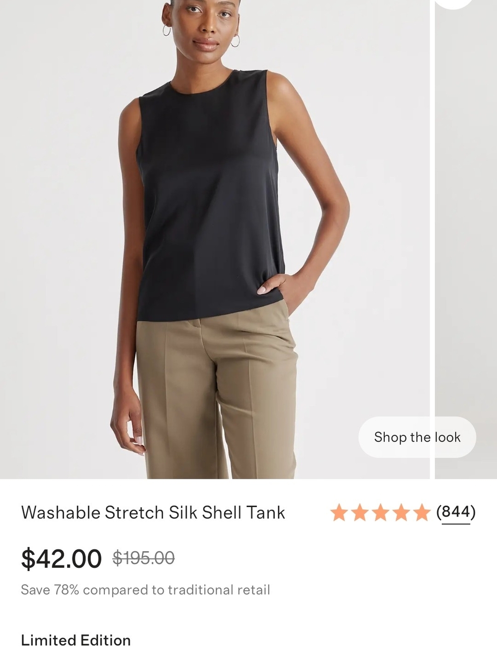 Quince Silk Shell Tank - Black
